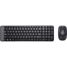 LOGITECH Комплект (клавиатура+мышь) MK220, USB, беспроводной, с гравировкой, черный [920-003161]