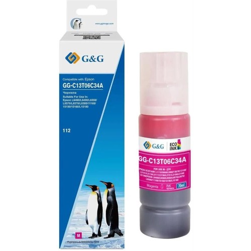 G&G Чернила GG-C13T06C34A №112, для Epson, 70мл, пурпурный пигментный