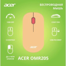 ACER Мышь беспроводная OMR205 pink/beige (1200dpi, USB,(2but) (ZL.MCEEE.02L)
