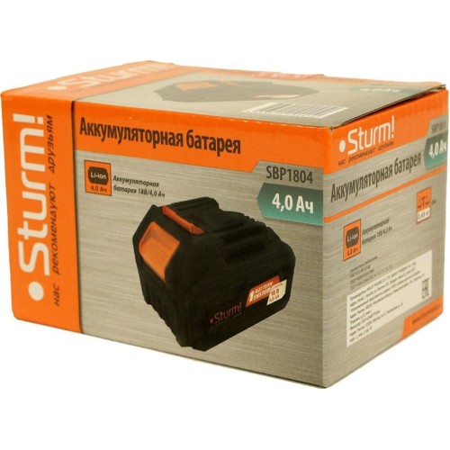 STURM! Батарея аккумуляторная Sturm SBP1804 18В 4Ач Li-Ion STURM! Батарея аккумуляторная Sturm SBP1804 18В 4Ач Li-Ion
