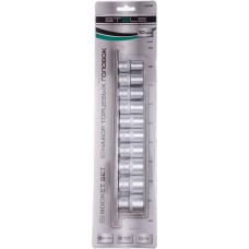 STELS Набор торцевых головок, 1/2, двенадцатигранные, CrV, 10 шт, 10-22 мм 13638