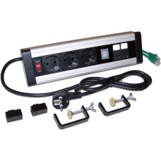 LANMASTER Блок распределения питания (LAN-WA-DC/3G+2UC+2C6) гор.размещ. 3xSchuko 2xUSB 2xRJ45 базовы
