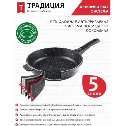 Сковорода ТРАДИЦИЯ ТГ2285 а/пр литая 28см съемн/руч Гранит Сковорода ТРАДИЦИЯ ТГ2285 а/пр литая 28см съемн/руч Гранит