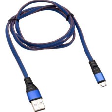 Дата-кабель REXANT (18-1163) Кабель REXANT USB-microUSB 1 м, плоский провод, синяя джинсовая оплетка