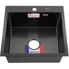 Кухонная мойка GFFRANK 50502G Мойка врезная 50х50 см цвет графит, толщина 2,0 х 0,6 мм, глубина 200 мм + большой сифон с переливом