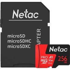 NETAC Карта памяти microSDXC UHS-I U3 P500 Extreme Pro 512 ГБ, 100 МБ/с, Class 10, NT02P500PRO-512G-R, 1 шт., переходник SD