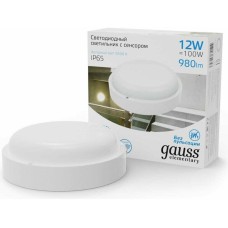 GAUSS Светильник ЖКХ 126411312-S 12Вт 6500K белый датч.движ