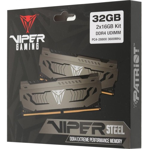 PATRIOT Память DDR4 2x16GB 3600MHz PVS432G360C8K Viper Steel RTL Gaming PC4-28800 CL18 DIMM 288-pin 1.35В single rank с радиатором Ret PATRIOT Память DDR4 2x16GB 3600MHz PVS432G360C8K Viper Steel RTL Gaming PC4-28800 CL18 DIMM 288-pin 1.35В single rank с радиатором Ret