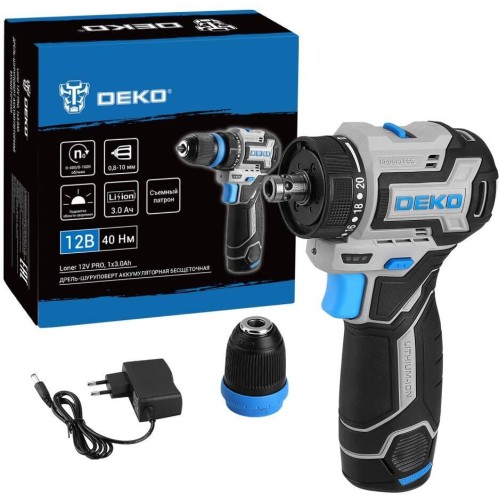 DEKO Дрель-шуруповерт Loner 12V Pro аккум. патрон:быстрозажимной (кейс в комплекте) (085-1121) DEKO Дрель-шуруповерт Loner 12V Pro аккум. патрон:быстрозажимной (кейс в комплекте) (085-1121)
