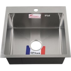 Кухонная мойка GFFRANK 50502 Мойка врезная 50х50 см, толщина 2,0 х 0,6 мм, глубина 200 мм + большой сифон с переливом зливом, шаровый
