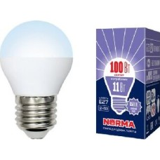 Лампа светодиодная VOLPE (UL-00003833) LED-G45-11W/DW/E27/FR/NR Форма шар матовая Серия Norma 6500K