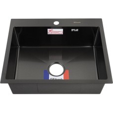 Кухонная мойка GFFRANK 60502G Мойка врезная 60х50 см цвет графит, толщина 2,0 х 0,6 мм, глубина 200 мм + большой сифон с переливом