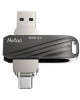 NETAC Флешка USB US1 128ГБ, USB3.0, черный и серебристый [nt03us11c-128g-32bk]