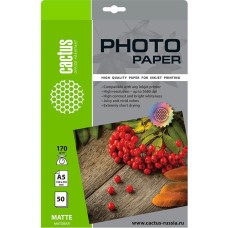 CACTUS Фотобумага CS-MA517050 A5/170г/м2/50л./белый матовое для струйной печати