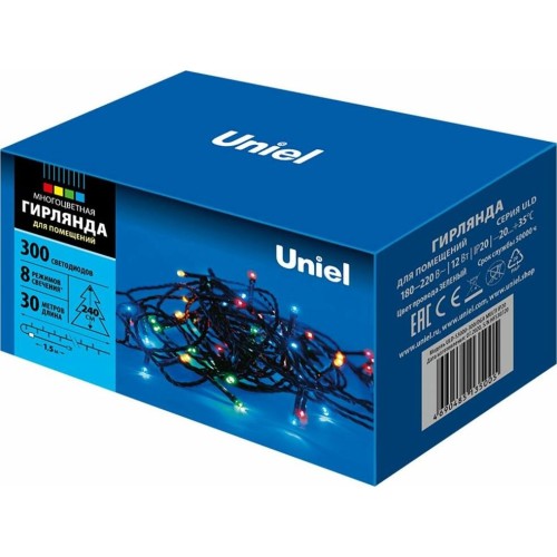 Гирлянда UNIEL (UL-00007311) ULD-S3000-300/DGA MULTI IP20 Гирлянда светодиодная, 30м. 300 светодиодов. Разноцветный свет. Провод зеленый. ТМ Uniel Гирлянда UNIEL (UL-00007311) ULD-S3000-300/DGA MULTI IP20 Гирлянда светодиодная, 30м. 300 светодиодов. Разноцветный свет. Провод зеленый. ТМ Uniel