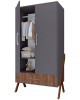 Мебель для новорожденных POLINI Шкаф двухсекционный kids Porto 3100 с 1 ящиком графит-дуб крафт (1 кор.)