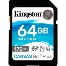 KINGSTON Флеш карта SDXC 64GB SDG3/64GB Canvas Go Plus w/o adapter