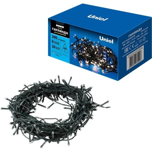 Гирлянда UNIEL (UL-00007313) ULD-S3000-300/DGA WHITE IP20 Гирлянда светодиодная, 30м. 300 светодиодов. Белый свет. Провод зеленый. ТМ Uniel Гирлянда UNIEL (UL-00007313) ULD-S3000-300/DGA WHITE IP20 Гирлянда светодиодная, 30м. 300 светодиодов. Белый свет. Провод зеленый. ТМ Uniel