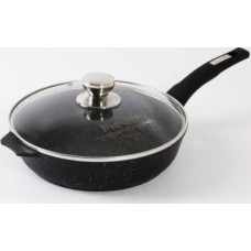 Сковорода МЕЧТА С22802 Гранит black 22см с несъемной ручкой и стекл. крышкой