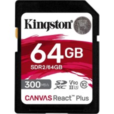 KINGSTON Флеш карта SDXC 64GB SDR2/64GB Canvas React Plus w/o adapter
