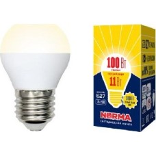 Лампа светодиодная VOLPE (UL-00003835) LED-G45-11W/WW/E27/FR/NR Форма шар матовая Серия Norma 3000K