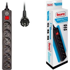 Сетевой фильтр BURO 600SH-1.8-B 1.8м 6 розеток черный