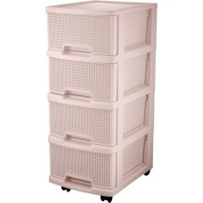 Комод KEEPLEX KL379422005 Ajur с ящиками на колесиках четырехсекционный компакт 37х30х69см бежевый топаз