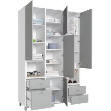 Детская мебель POLINI Шкаф трехсекционный kids Mirum 2330 белый-серый (4 кор.)