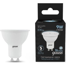GAUSS Лампа LED GU10, рефлектор, 9Вт, 101506209, одна шт