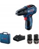 BOSCH Дрель-шуруповерт GSB 12V-30, 2Ач, с двумя аккумуляторами [06019g9100]