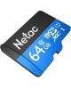 Карта памяти NETAC 64Gb MicroSD P500 + SD адаптер (NT02P500STN-064G-R)
