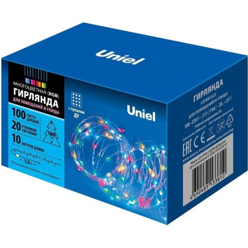 Гирлянда UNIEL (UL-00007180) ULD-S1000-100/DTA/RC RGB IP44 Гирлянда светодиодная, 10м. 100 светодиодов. RGB свет. Пульт ДУ (в/к) Гирлянда UNIEL (UL-00007180) ULD-S1000-100/DTA/RC RGB IP44 Гирлянда светодиодная, 10м. 100 светодиодов. RGB свет. Пульт ДУ (в/к)