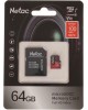 Карта памяти NETAC 64Gb MicroSD P500 Extreme Pro + SD adapter (NT02P500PRO-064G-R)