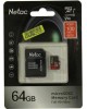 Карта памяти NETAC 64Gb MicroSD P500 Extreme Pro + SD adapter (NT02P500PRO-064G-R)