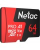 Карта памяти NETAC 64Gb MicroSD P500 Extreme Pro + SD adapter (NT02P500PRO-064G-R)