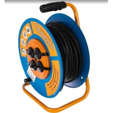 Удлинители GLANZEN EB-30-009, на катушке, с/з, 4 роз- 30м