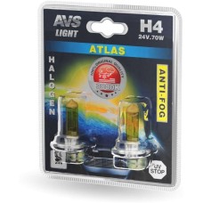 AVS Галогенная лампа /ATLAS ANTI-FOG/желтый H4.24V.75/70W.блистер 2шт