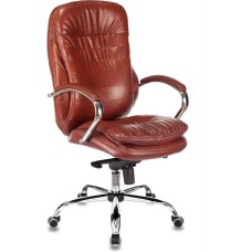 Кресло компьютерное БЮРОКРАТ Кресло руководителя T-9950 светло-коричневый Leather Eichel кожа крестов. металл хром