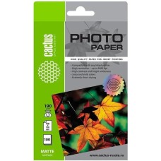 CACTUS Фотобумага CS-MA6190100, для струйной печати, 100л, 190г/м2, белый, покрытие матовое