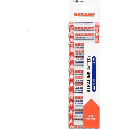 Элементы питания REXANT (30-1026) Алкалиновая батарейка AA/LR6-12BL 1,5V
