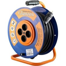 Удлинители GLANZEN EB-50-010, на катушке, с/з, 4 роз - 50м