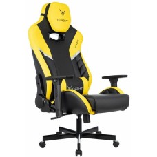 Кресло компьютерное игровое KNIGHT Кресло игровое Thunder 5X, на колесиках, эко.кожа, черный/желтый [ thunder 5x y]