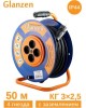 Удлинители GLANZEN EB-50-010, на катушке, с/з, 4 роз - 50м