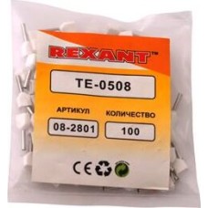 REXANT Наконечник штыревой втулочный изолированный F-8 мм 2х0.5 мм² (НШВи(2) 0.5-8/НГи2 0,5-8) белый