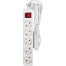 REXANT Удлинитель STANDARD 5 гнезд, 3м, 3х1,0мм², с/з, с выключателем, белый
