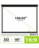 CACTUS Экран Wallscreen CS-PSW-187X332-BK, 332х187 см, 16:9, настенно-потолочный черный