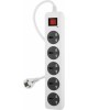 BURO Сетевой фильтр 500UNH-3-WG, 3м, белый/серый