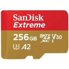 SANDISK Карта памяти microSDXC UHS-I U3 Extreme 256 ГБ, 190 МБ/с, Class 10, SDSQXAV-256G-GN6MN, 1 шт., без адаптера