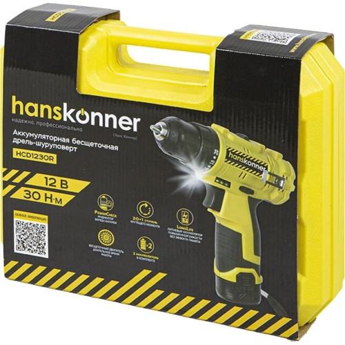 Дрель аккумуляторная HANSKONNER HCD1230R Дрель аккумуляторная Дрель аккумуляторная HANSKONNER HCD1230R Дрель аккумуляторная