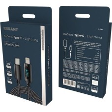 Кабель REXANT (18-7068) Type-C - Lightning 3А, 1м, в черной нейлоновой оплетке, с LED дисплеем